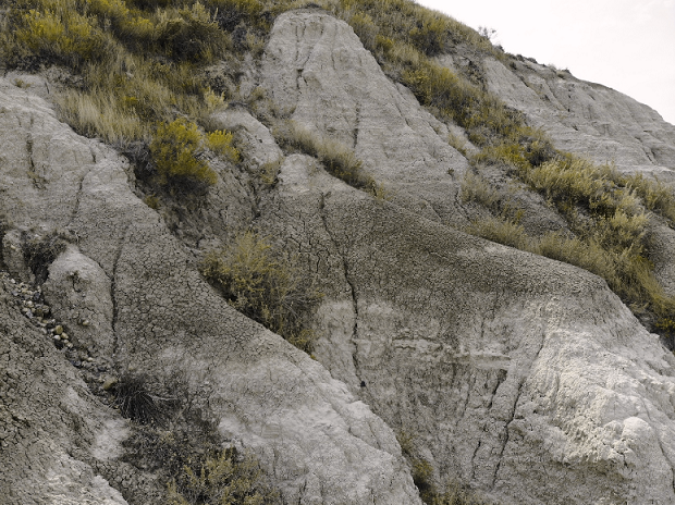 A shot of the Badlands in South Dakota as seen by someone with protanopia