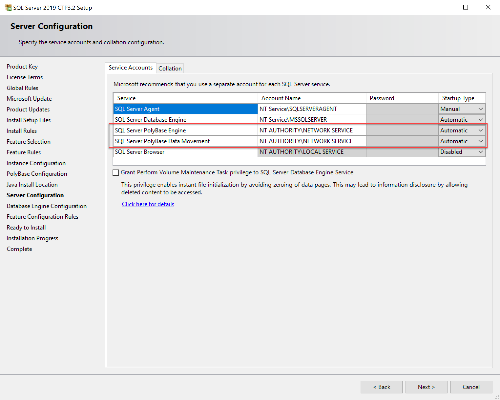 Configure PolyBase services